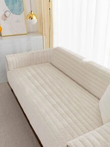 1pc Plain Plush Sofa Towel, Beige Soft Warm Sofa Pad For Home - Beige - View 1
