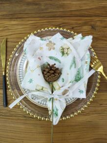 1pc Christmas Cloth Napkin - Multicolor - View 8