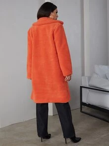 Eilly Bazar 素色西裝領絨毛外套