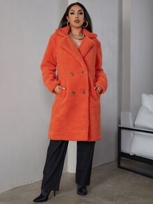 Eilly Bazar 素色西裝領絨毛外套