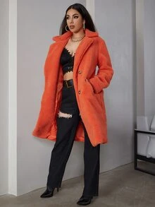 Eilly Bazar 素色西裝領絨毛外套