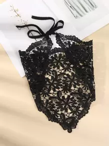 1pc Rustic Hollow Lace Flower Triangular Scarf Hair Band, Suitable For Daily Outfits