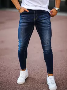 男士水洗緊身牛仔褲