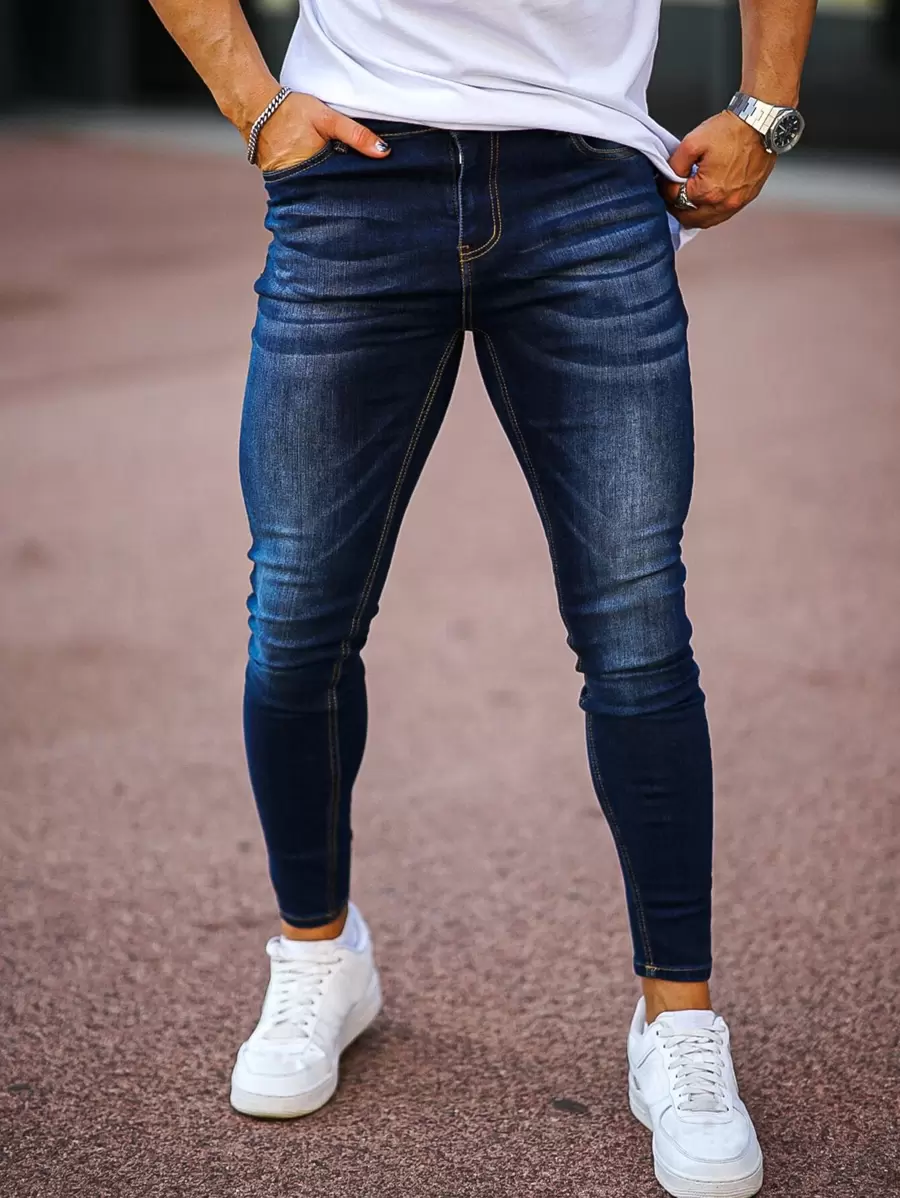 男士水洗緊身牛仔褲