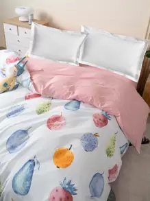 Fruit Print Duvet Cover Without Filler - Multicolor - View 4
