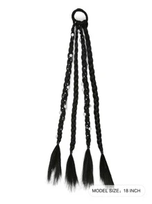 中等合成髮辮 - 黑色 - 查看 2