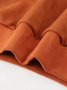 Manfinity Loose Fit Men's Letter Patched Detail Drop Shoulder Pullover - Rust Brown - View 4