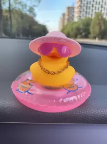 2pcs Cartoon Duck Design Car Ornament, Rubber Duck - Multicolor - View 3