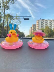 2pcs Cartoon Duck Design Car Ornament, Rubber Duck - Multicolor - View 4