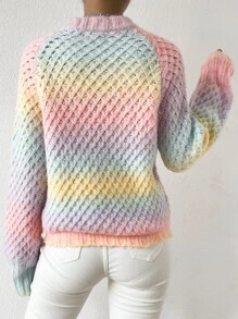 SHEIN Essnce Ombre Raglan Sleeve Jumper - Multicolor - View 2