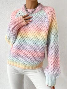 SHEIN Essnce Ombre Raglan Sleeve Jumper - Multicolor - View 4