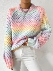 SHEIN Essnce Ombre Raglan Sleeve Jumper - Multicolor - View 5