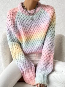 SHEIN Essnce Ombre Raglan Sleeve Jumper - Multicolor - View 6