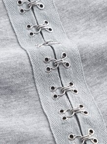 SHEIN MOD Hook and Eye Front Hoodie - Light Grey - View 3