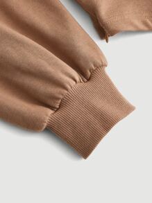 SHEIN MOD 2 In 1 Lace Up Front Sweatshirt - Khaki - View 4