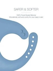 1pc Baby Bibs - Animal & Dinosaur Design Silicone Bibs, Adjustable, Waterproof, Easy To Clean, Suitable For All Seasons - Blue - View 5