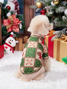 1 件圣诞元素印花猫/狗通用保暖宠物运动衫 - 彩色 - 查看 5