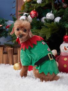 1pc Pet Dog Christmas T-Shirt, Christmas Holiday Graphic Tee, Pet Holiday Costume Apparel Suitable For Small/Medium Dogs & Cats, Perfect For Holiday Party