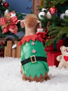 1pc Pet Dog Christmas T-Shirt, Christmas Holiday Graphic Tee, Pet Holiday Costume Apparel Suitable For Small/Medium Dogs & Cats, Perfect For Holiday Party