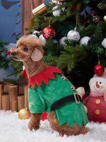 1pc Pet Dog Christmas T-Shirt, Christmas Holiday Graphic Tee, Pet Holiday Costume Apparel Suitable For Small/Medium Dogs & Cats, Perfect For Holiday Party