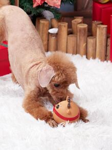 Random Style Christmas Theme Squeaky Fat Reindeer Pet Toy For Teething - Multicolor - View 5