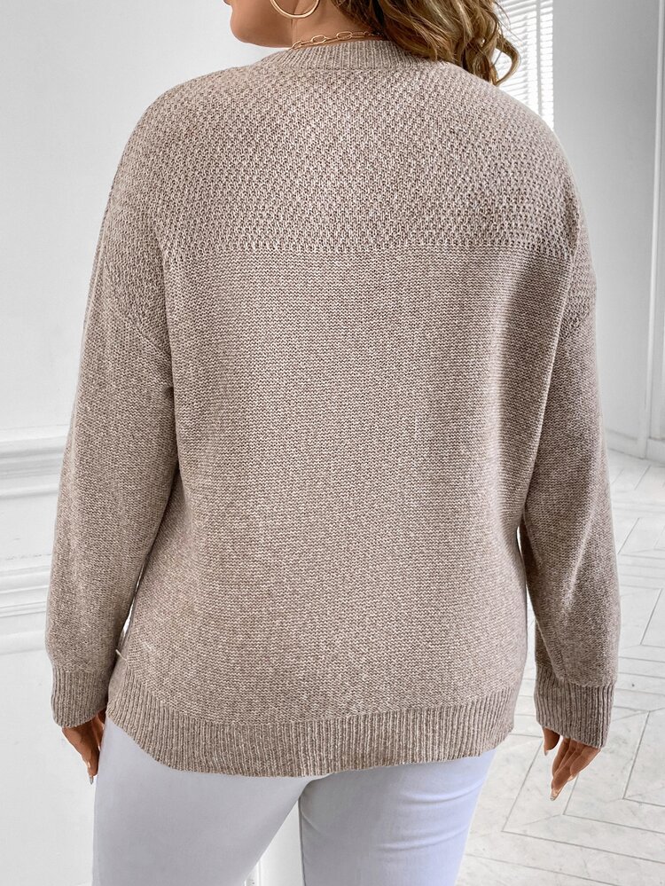 Plus Drop Shoulder Sweater, For Winter Knit Pullover Fall Autumn