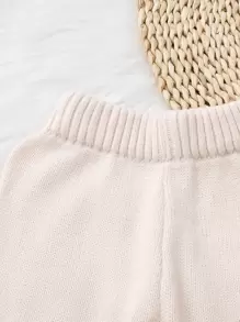 Toddler Girls Contrast Hem Ribbed Knit Trousers - Multicolor - View 3