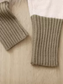 Toddler Girls Contrast Hem Ribbed Knit Trousers - Multicolor - View 4