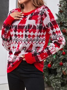 SHEIN Christmas Pattern Jumper - Multicolor - View 3