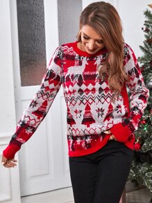 SHEIN Christmas Pattern Jumper - Multicolor - View 4