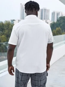 Manfinity Homme Men Plus Plant Print Shirt Without Tee - White - View 2