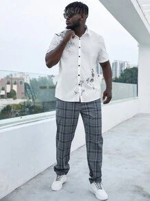 Manfinity Homme Men Plus Plant Print Shirt Without Tee - White - View 4