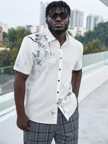 Manfinity Homme Men Plus Plant Print Shirt Without Tee - White - View 5