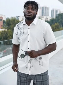 Manfinity Homme Men Plus Plant Print Shirt Without Tee - White - View 6