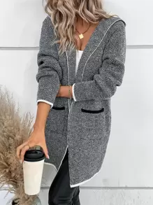 EMERY ROSE Nữ Cardigans Túi màu trơn Giải trí - Màu xám đen - Xem 1