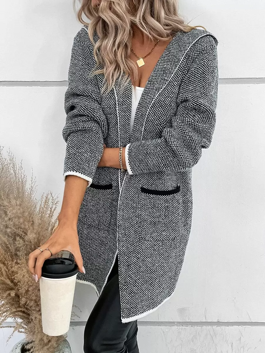 EMERY ROSE Nữ Cardigans Túi màu trơn Giải trí - Màu xám đen - Xem 1