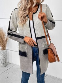 SHEIN LUNE 撞色拉鍊開襟開襟衫 - 彩色 - 查看 4