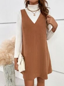 SHEIN Frenchy 鬆緊領無袖落肩裙