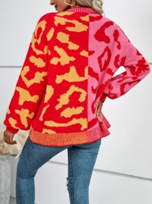 EMERY ROSE Graphic Pattern Colourblock Drop Shoulder Cardigan - Multicolor - View 2