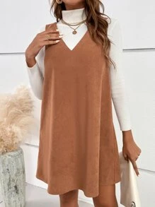 SHEIN Frenchy 鬆緊領無袖落肩裙