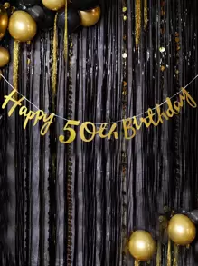 1 件 50 岁生日派对闪光横幅，圣诞节 - 金色 - 查看 1