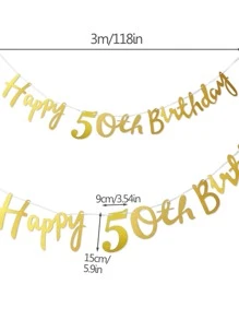 1 件 50 岁生日派对闪光横幅，圣诞节 - 金色 - 查看 3