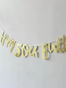 1 件 50 岁生日派对闪光横幅，圣诞节 - 金色 - 查看 4