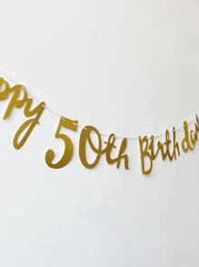 1 件 50 岁生日派对闪光横幅，圣诞节 - 金色 - 查看 5