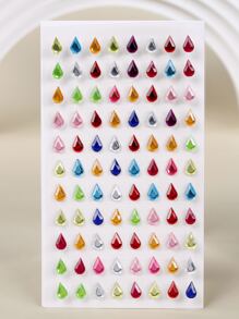 1sheet Droplet Design Rhinestone Face Tattoo Sticker - Multicolor - View 1