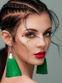 1sheet Droplet Design Rhinestone Face Tattoo Sticker - Multicolor - View 2