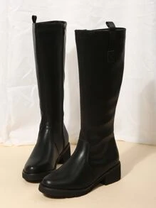 Zipper Side Riding Boots - Black - View 2