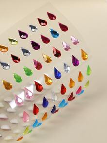1sheet Droplet Design Rhinestone Face Tattoo Sticker - Multicolor - View 3