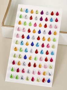 1sheet Droplet Design Rhinestone Face Tattoo Sticker - Multicolor - View 4