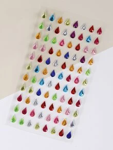 1sheet Droplet Design Rhinestone Face Tattoo Sticker - Multicolor - View 5